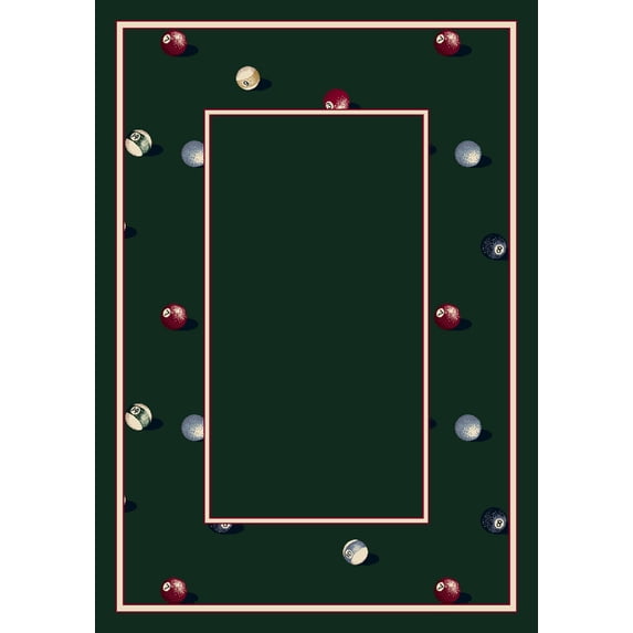 Milliken Green Bordered Area Rug Billiards Emerald - Aprx 3' 10" x 5' 4"