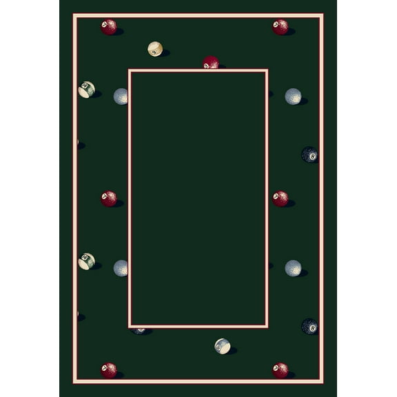 Milliken Green Bordered Flat Area Rug Billiards Emerald - Aprx 5' 4" x 7' 8"