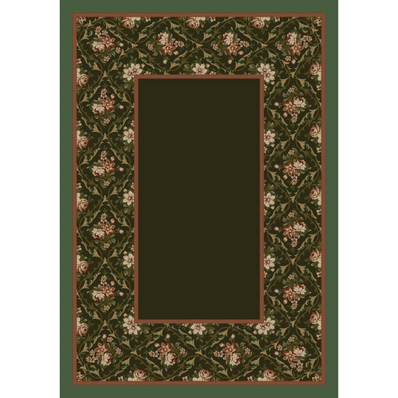 Milliken Green Solid Area Rug Bouquet Lace Olive II - Aprx 5' 4" x 7' 8"