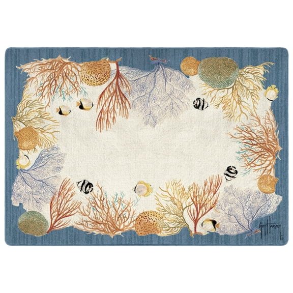 Milliken Guy Harvey Area Rug SEA FANS Sea Fans Blue Modern, 3' x 5'