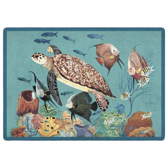 Milliken Guy Harvey Area Rug SPONGE GARDEN Sponge Garden Blue Modern, 7' x 10'