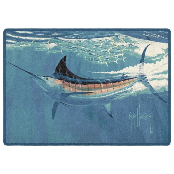 Milliken Guy Harvey Area Rug SURFACE FRICTION Surface Friction Blue Modern, 7' x 10'