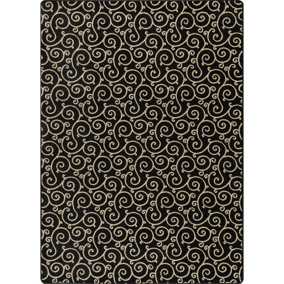 Milliken Imagine Area Rug LYRICAL Lyrical Velvet Black Curls Swirls 5' 4" x 7' 8" Rectangle