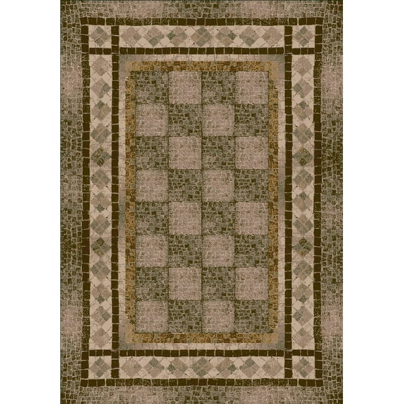 Milliken Innovations Area Rug FLAGLER KHAKI Flagler Khaki Tiled Bordered 10' 9" x 13' 2" Rectangle
