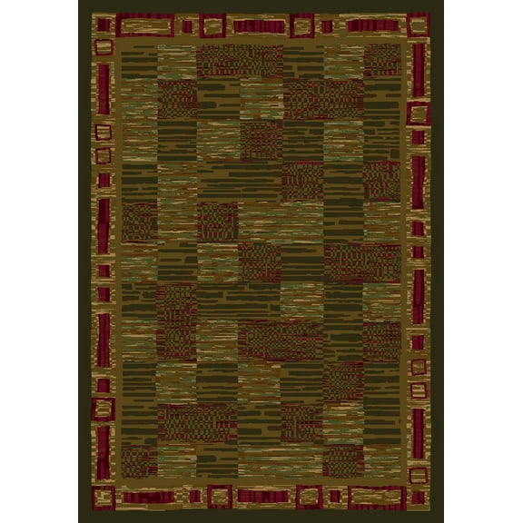 Milliken Innovations Area Rug KIRALA OLIVE Kirala Olive Checkered Blocks 5' 4" x 7' 8" Rectangle