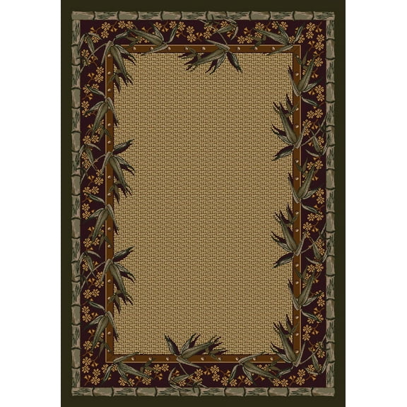 Milliken Innovations Area Rug OSAKA OLIVE Osaka Olive Petals Vines 7' 8" x 10' 9" Rectangle