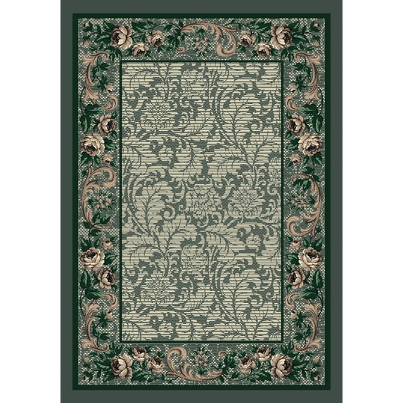 Milliken Innovations Area Rug ROSE DAMASK AQUA Rose Damask Aqua 5' 4" x 7' 8" Rectangle