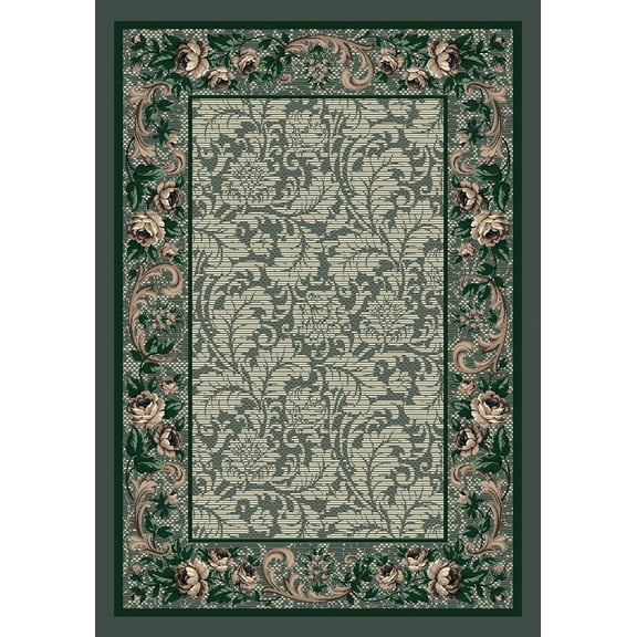 Milliken Innovations Area Rug ROSE DAMASK AQUA Rose Damask Aqua Petals Leaves 2' 1" x 7' 8" Runner