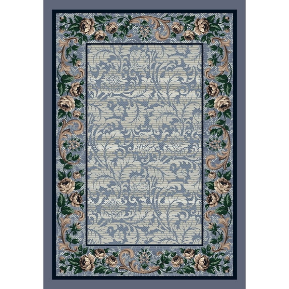 Milliken Innovations Area Rug ROSE DAMASK LAPIS Rose Damask Lapis 2' 8" x 3' 10" Rectangle