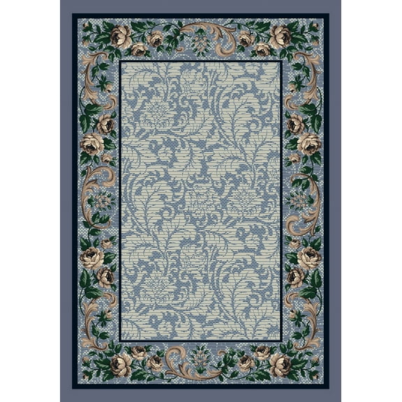 Milliken Innovations Area Rug ROSE DAMASK LAPIS Rose Damask Lapis 2' 8" x 3' 10" Rectangle