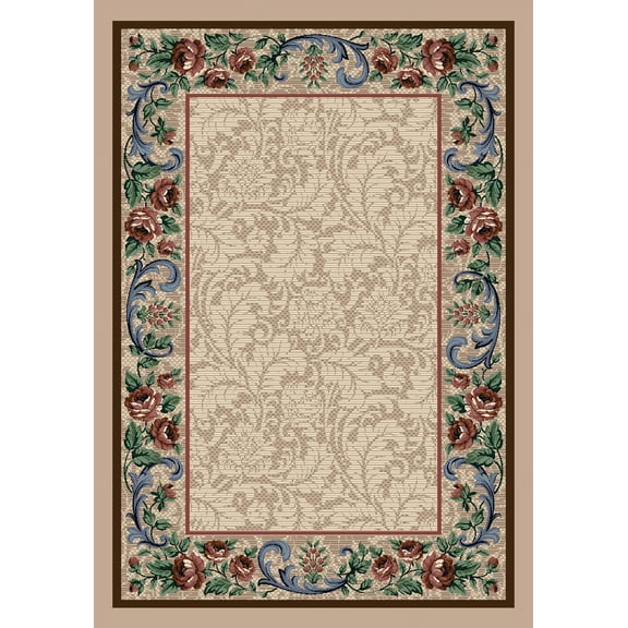 Milliken Innovations Area Rug ROSE DAMASK PEARL MIST Rose Damask Pearl Mist 3' 10" x  5' 4" Rectangle