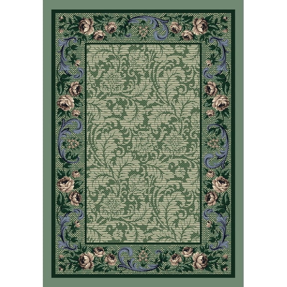 Milliken Innovations Area Rug ROSE DAMASK PERIDOT Rose Damask Peridot 10' 9" x 13' 2" Rectangle