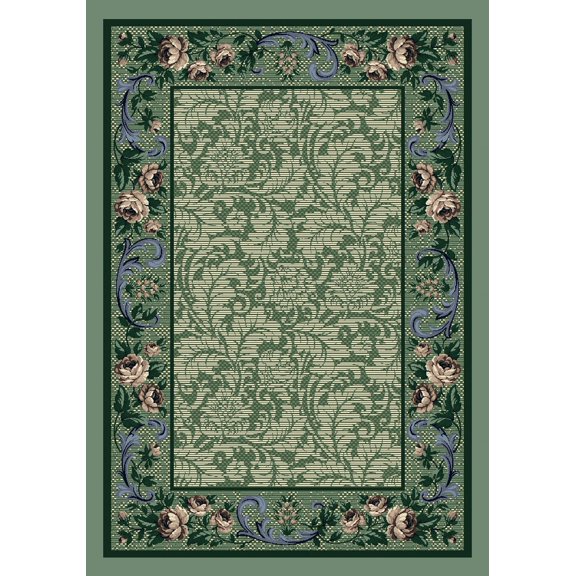 Milliken Innovations Area Rug ROSE DAMASK PERIDOT Rose Damask Peridot 7' 8" x 10' 9" Rectangle