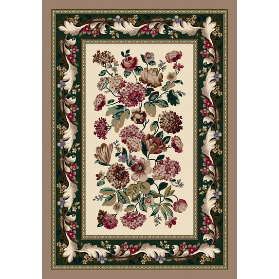 Milliken Ivory Floral Area Rug Chelsea Opal Sandstone - Aprx 7' 8" x 10' 9"