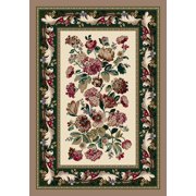 Milliken Ivory Floral Blocks Runner Chelsea Opal Lapis - Aprx 2 1" x 7 8"