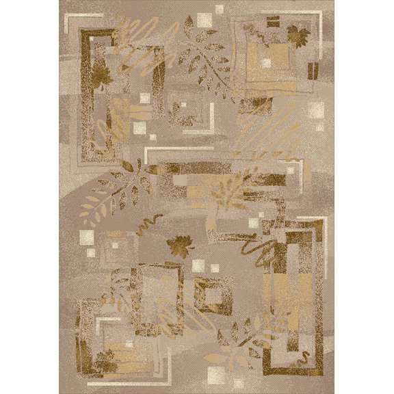 Milliken Ivory Floral Runner Autumn Twill Sandstone - Aprx 2' 1" x 7' 8"