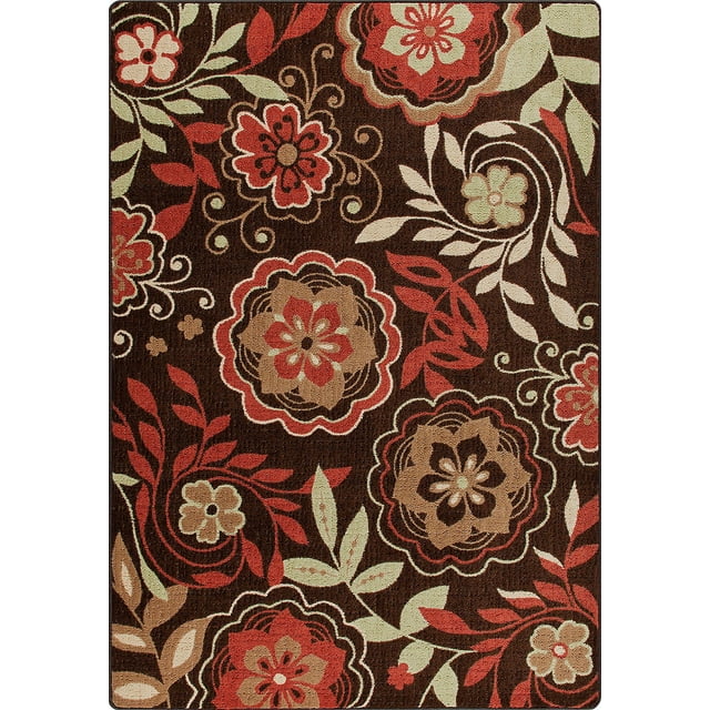 Milliken Mix & Mingle Area Rug Garden Passage Native Red Stainmaster Flower 5' 4" x 7' 8" Rectangle