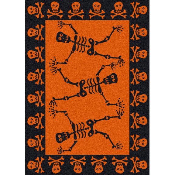 Milliken Orange Door Mat Halloween Funny Bones - Aprx 2' 8" x 3' 10"