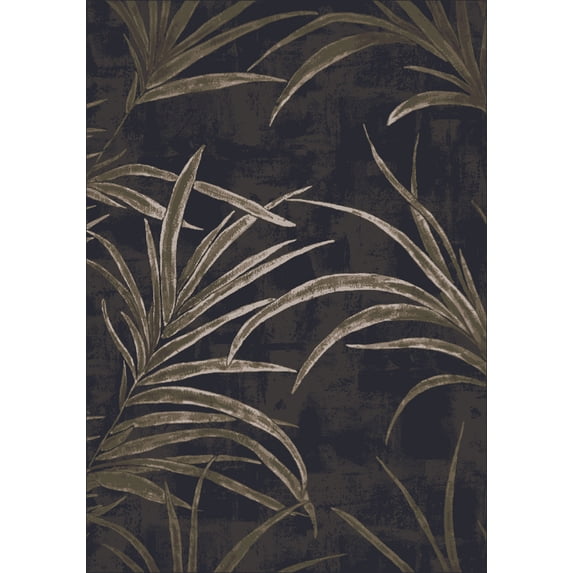 Milliken Pastiche Area Rug RAIN FOREST EBONY Rain Forest Ebony Leaves Stems 5' 4" x 7' 8" Oval