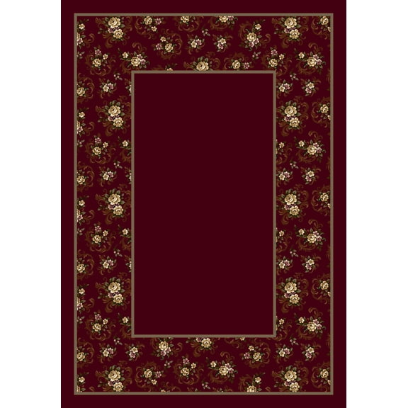 Milliken Red Bordered Area Rug Cameo Rose Garnet II - Aprx 3' 10" x 5' 4"