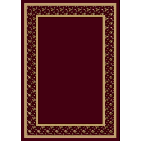 Milliken Red Bordered Area Rug Garden Estate Garnet - Aprx 3' 10" x 5' 4"