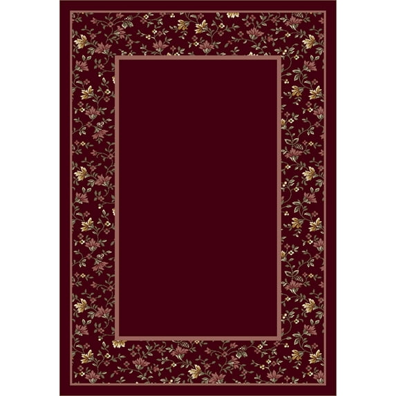 Milliken Red Bordered Area Rug Garden Glory Garnet II - Aprx 5' 4" x 7' 8"