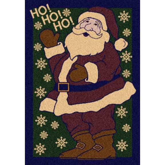 Milliken Red Pictorial Door Mat Ho Ho Ho Ho Ho Ho - Aprx 2' 8" x 3' 10"