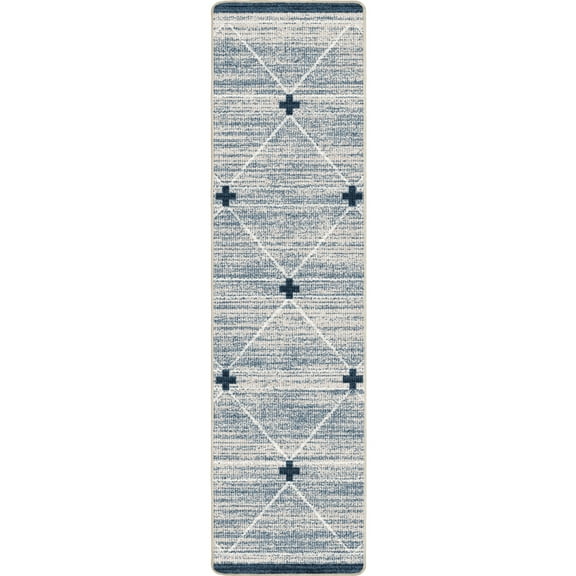 Milliken Residency Area Rug CROSS TIE Cross Tie Blue Modern, 2' x 8'