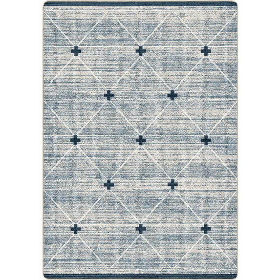 Milliken Residency Area Rug CROSS TIE Cross Tie Blue Modern, 7' x 10'