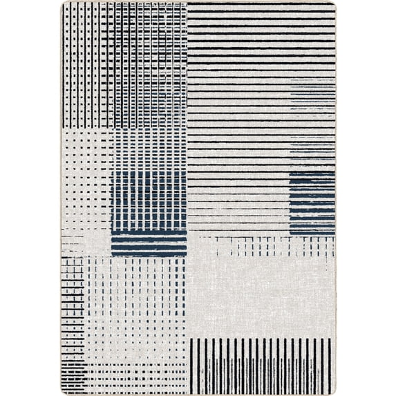 Milliken Residency Area Rug GRIDLOX Gridlox Blue Modern, 7' x 10'