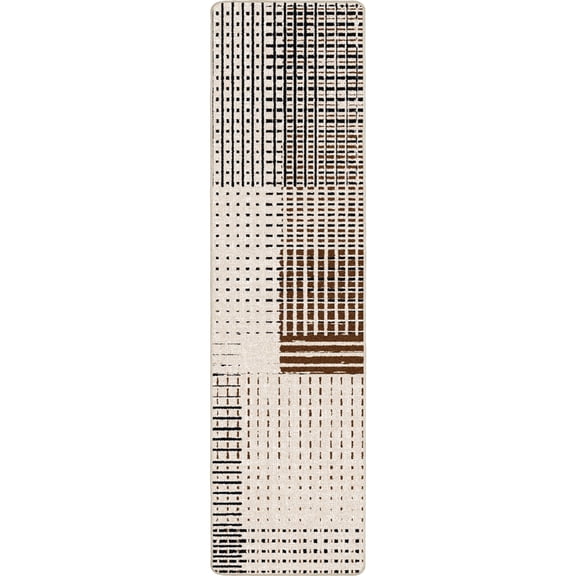 Milliken Residency Area Rug GRIDLOX Gridlox Brown Modern, 2' x 8'