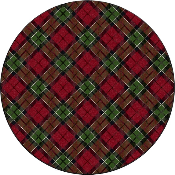 Milliken Seasonal Area Rug CHRISTMAS PLAID Christmas Plaid Red Modern, 5' x 5'