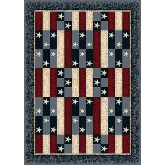Milliken Seasonal Inspirations Area Rug America Patchwork 07350 Denim 5' 4" x 7' 8" Rectangle