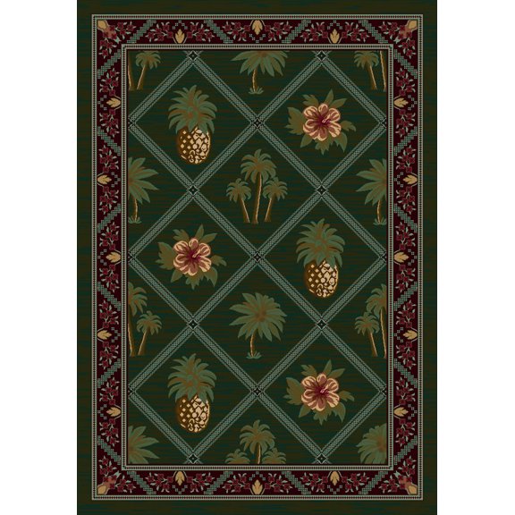 Milliken Signature Area Rug BRISTOL BAY OLIVE Bristol Bay Olive Diagonal Petals 2' 1" x 7' 8" Runner