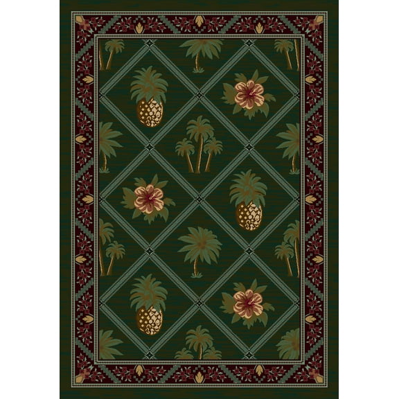 Milliken Signature Area Rug BRISTOL BAY OLIVE Bristol Bay Olive Diagonal Petals 7' 7" x 7' 7" Square