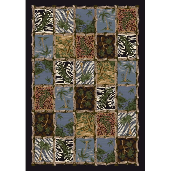Milliken Signature Area Rug CAYMAN ISLE ONYX Cayman Isle Onyx Palms Striped 7' 7" x 7' 7" Square