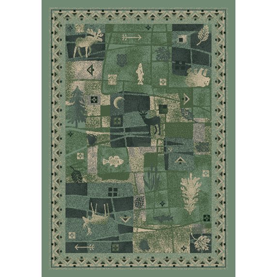Milliken Signature Area Rug DEER TRAIL PERIDOT Deer Trail Peridot Cubes Elks 5' 4" x 7' 8" Oval