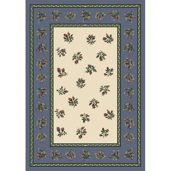 Milliken Signature Area Rug FRANCESCA LAPIS Francesca Lapis Leaves Garlands 5' 4" x 7' 8" Rectangle