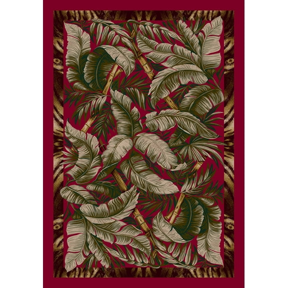 Milliken Signature Area Rug JUNGLE FEVER RUBY Jungle Fever Ruby Palm Trees 7' 7" x 7' 7" Round