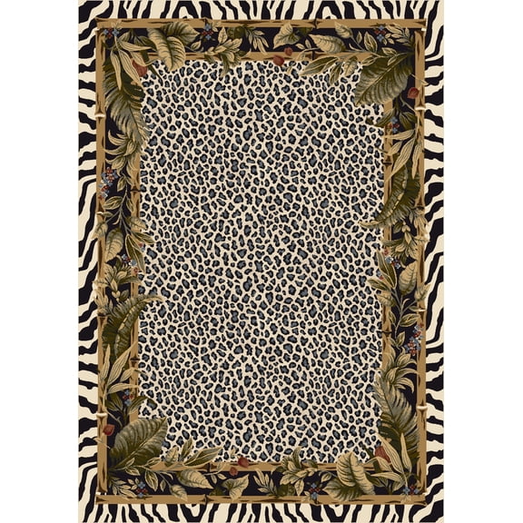 Milliken Signature Area Rug JUNGLE SAFARI SNOW LEOPARD Jungle Safari Snow Leopard 5' 4" x 7' 8" Oval