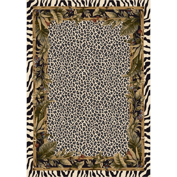 Milliken Signature Area Rug JUNGLE SAFARI SNOW LEOPARD Jungle Safari Snow Leopard 5' 4" x 7' 8" Oval