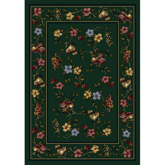 Milliken Signature Area Rug LORELEI EMERALD Lorelei Emerald Petals Peaches 5' 4" x 7' 8" Oval