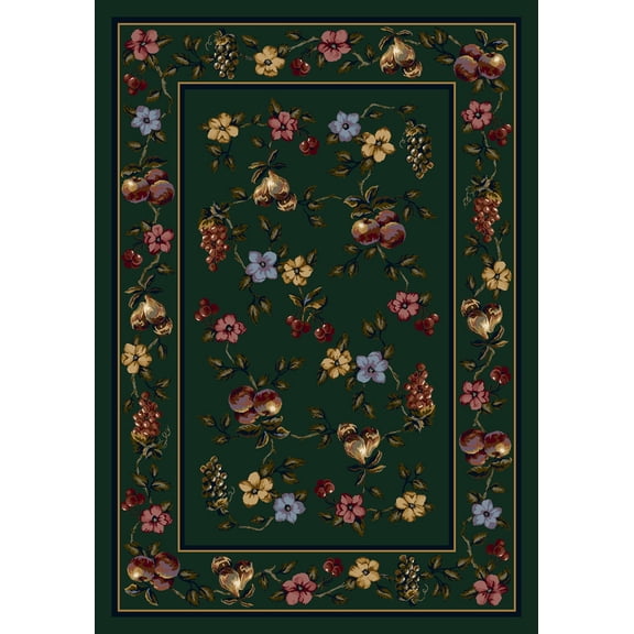 Milliken Signature Area Rug LORELEI EMERALD Lorelei Emerald Petals Peaches 7' 7" x 7' 7" Square