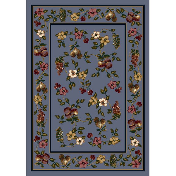 Milliken Signature Area Rug LORELEI LAPIS Lorelei Lapis Grapes Fruits 3' 10" x 5' 4" Oval