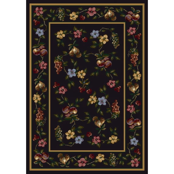 Milliken Signature Area Rug LORELEI ONYX Lorelei Onyx Pears Petals 3' 10" x 5' 4" Oval