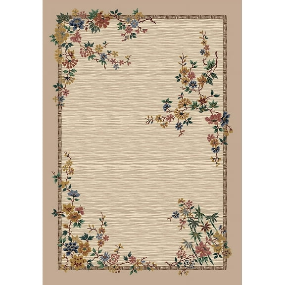Milliken Signature Area Rug MINDRE' PEARL MIST Mindre' Pearl Mist Petals Bulbs 3' 10" x  5' 4" Oval