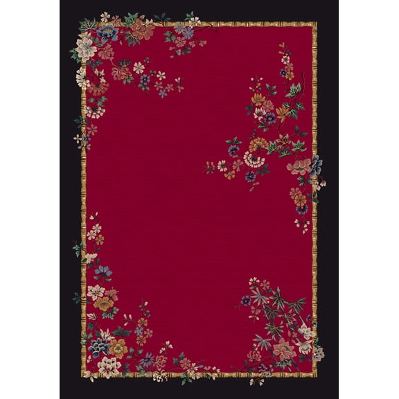 Milliken Signature Area Rug MINDRE' RUBY Mindre' Ruby Blossoms Cornered 2' 8" x 3' 10" Rectangle