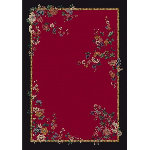 Milliken Signature Area Rug MINDRE' RUBY Mindre' Ruby Blossoms Cornered 5' 4" x 7' 8" Oval