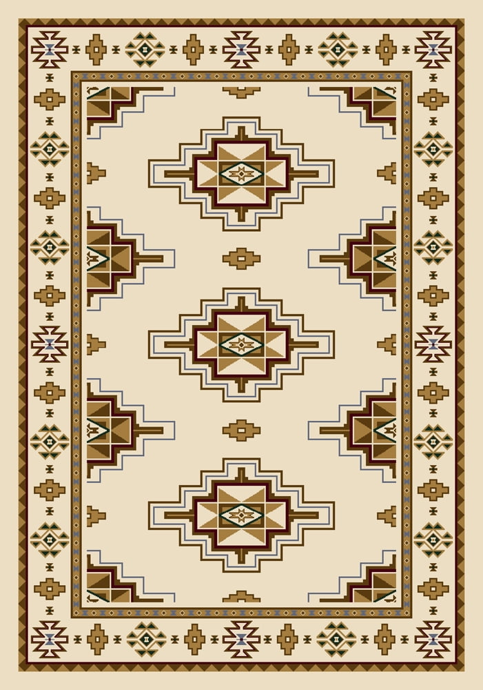 Opal Prairie Star Beige and Brown Wool Rectangle Rug