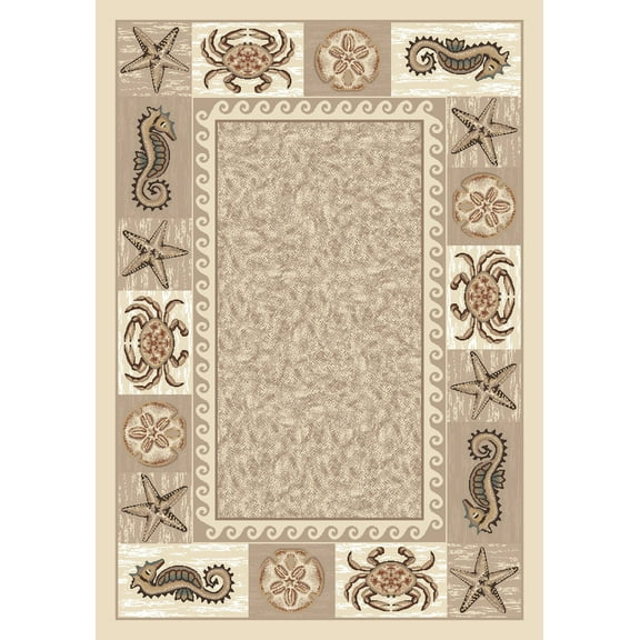 Milliken Signature Area Rug SEA LIFE OPAL Sea Life Opal Starfish Crabs 2' 1" x 7' 8" Runner